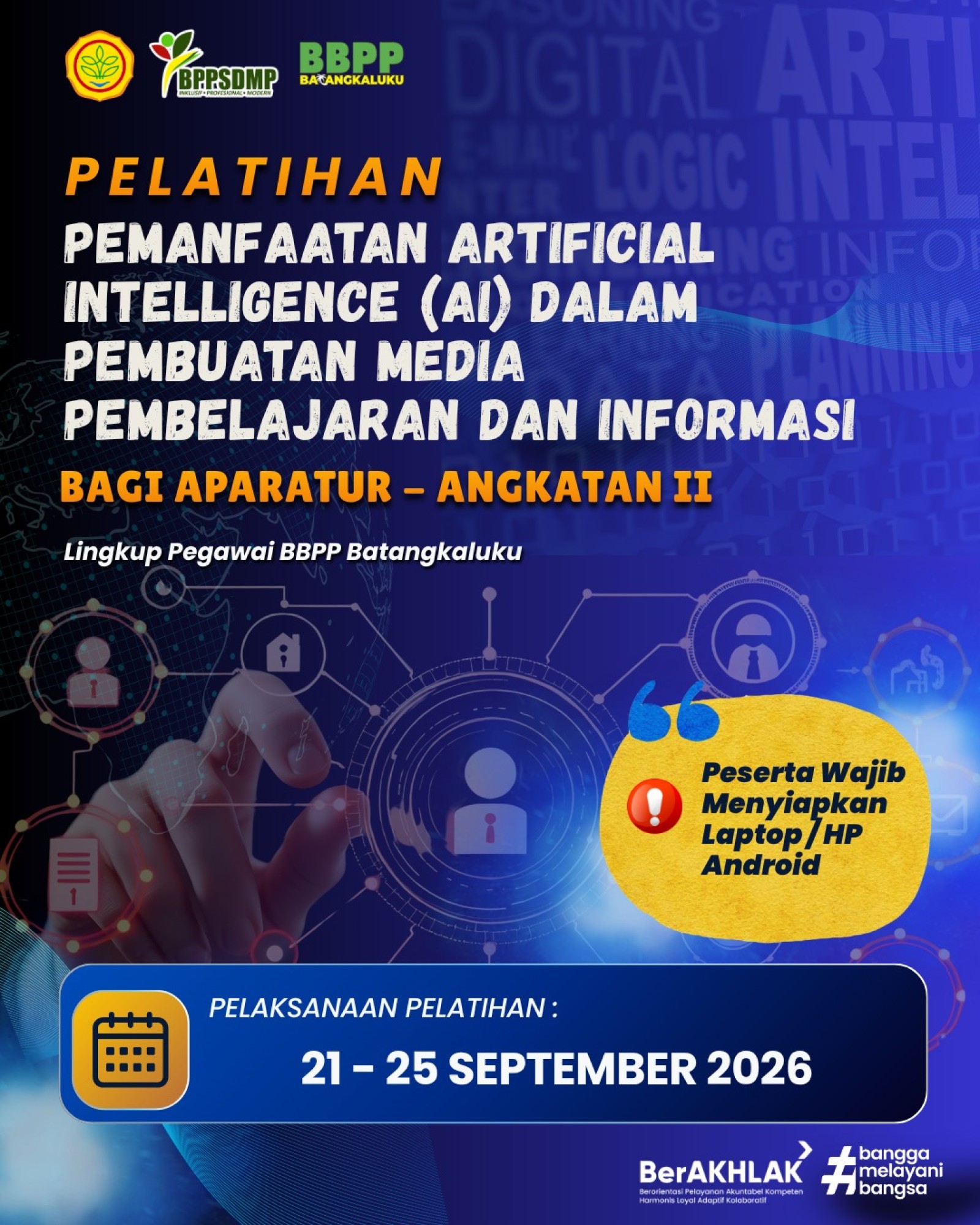 Pelatihan AI Dalam Pembuatan Media Pembelajaran dan Informasi Tanggal 21 - 25 September 2026