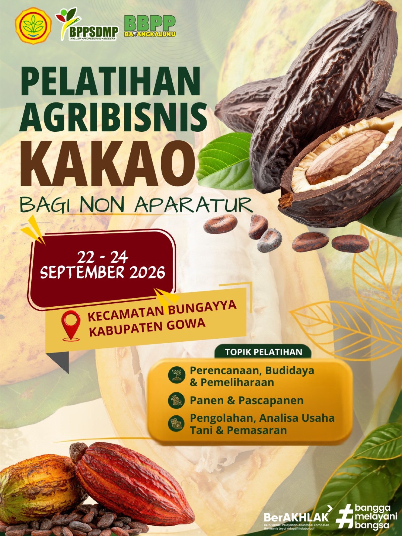 Pelatihan Agribisnis Kakao Tanggal 22 - 24 September 2026
