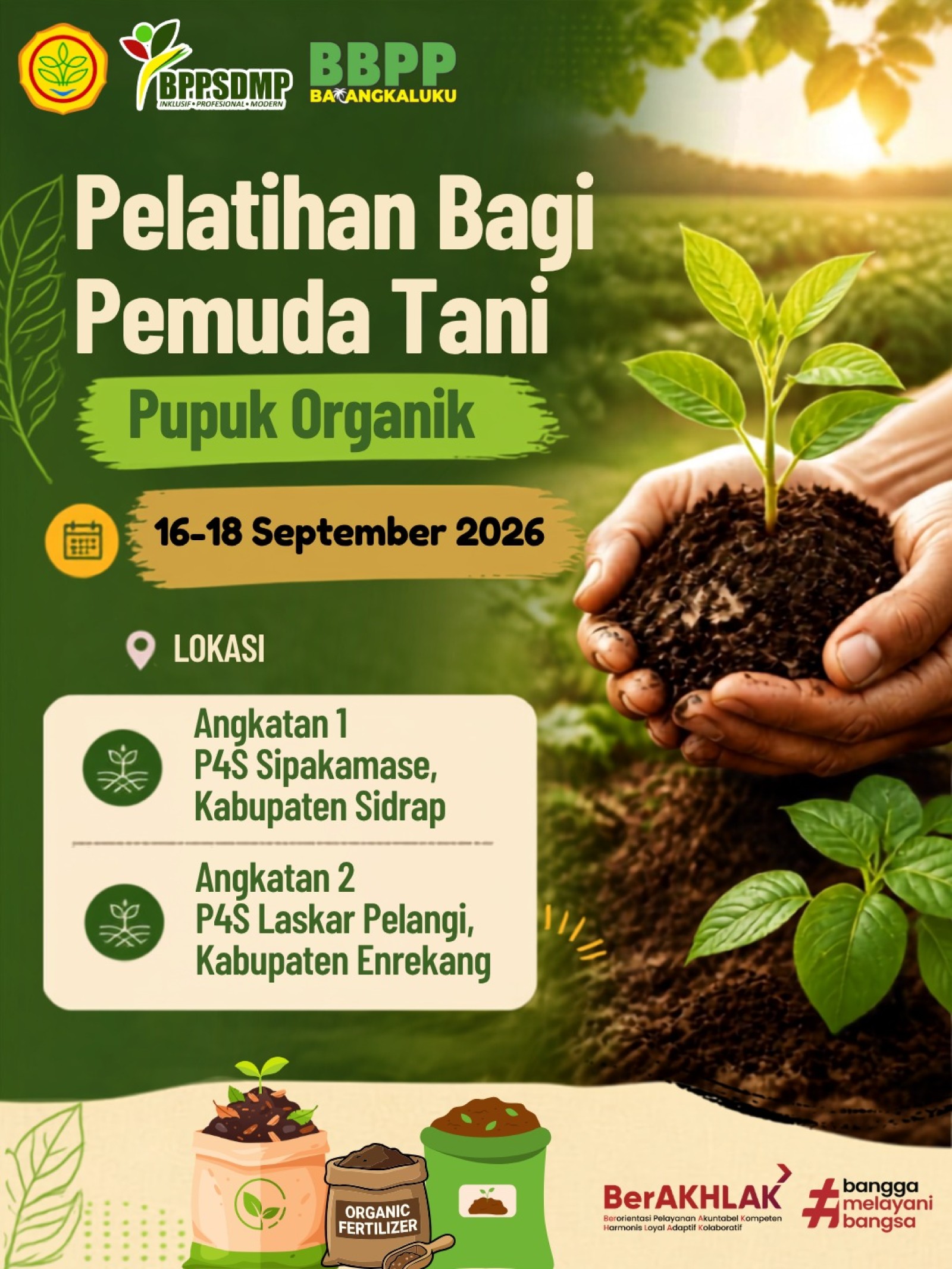 Pelatihan Bagi Pemuda Tani Tanggal 16 - 18 September 2026